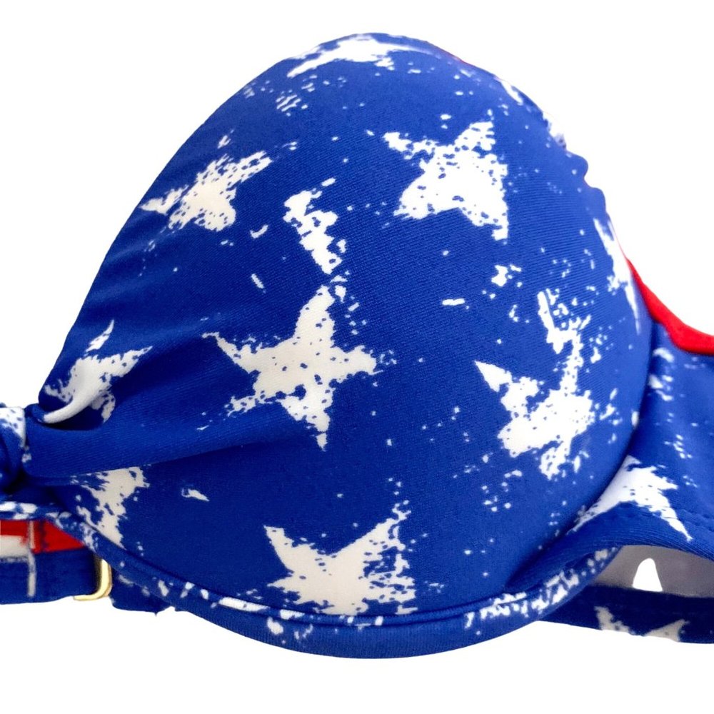 Xhilaration Juniors Patriotic Stars Red White Blue Top Firm Cup Size S D/DD - Picture 4 of 12